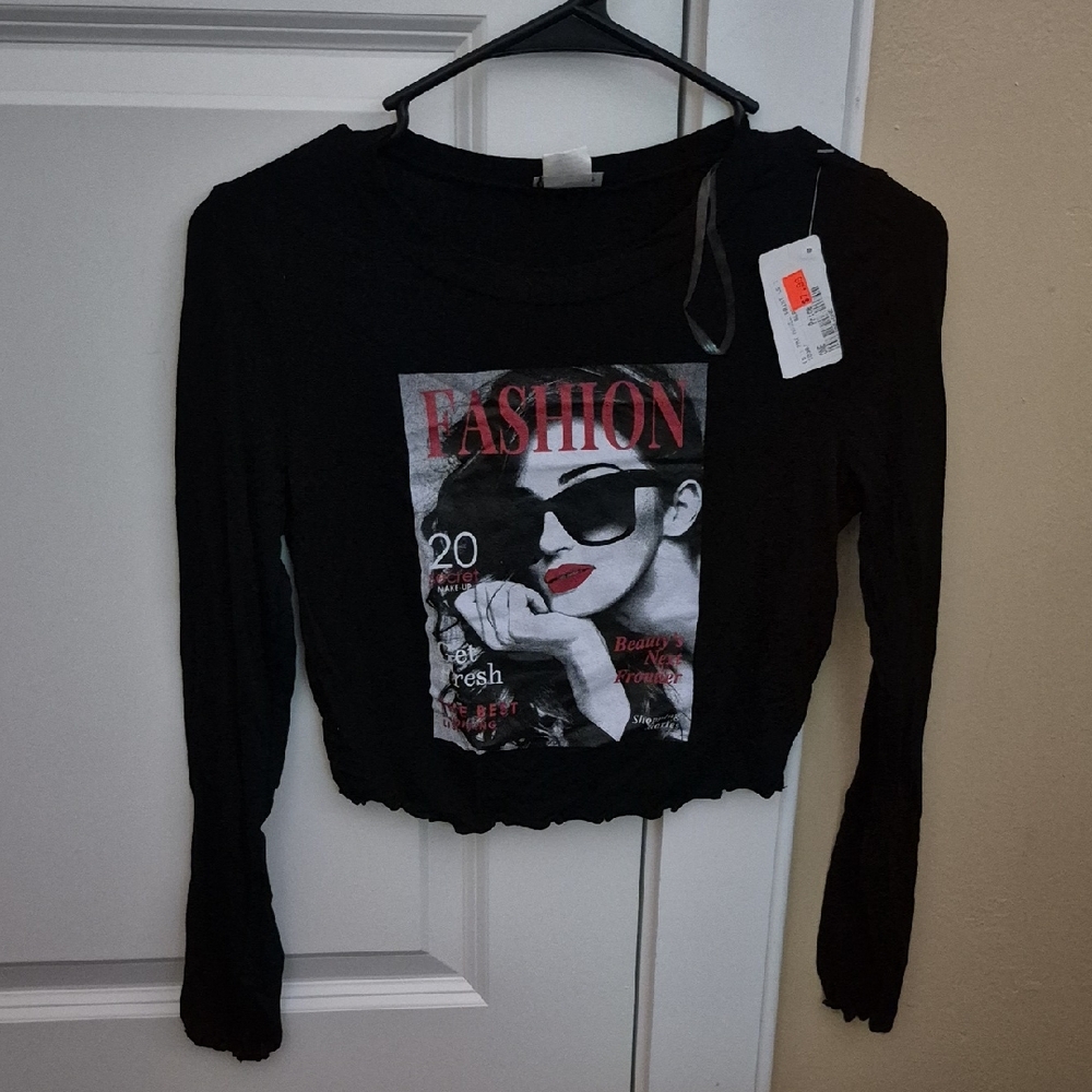 Womens Long Sleeve Crop Top